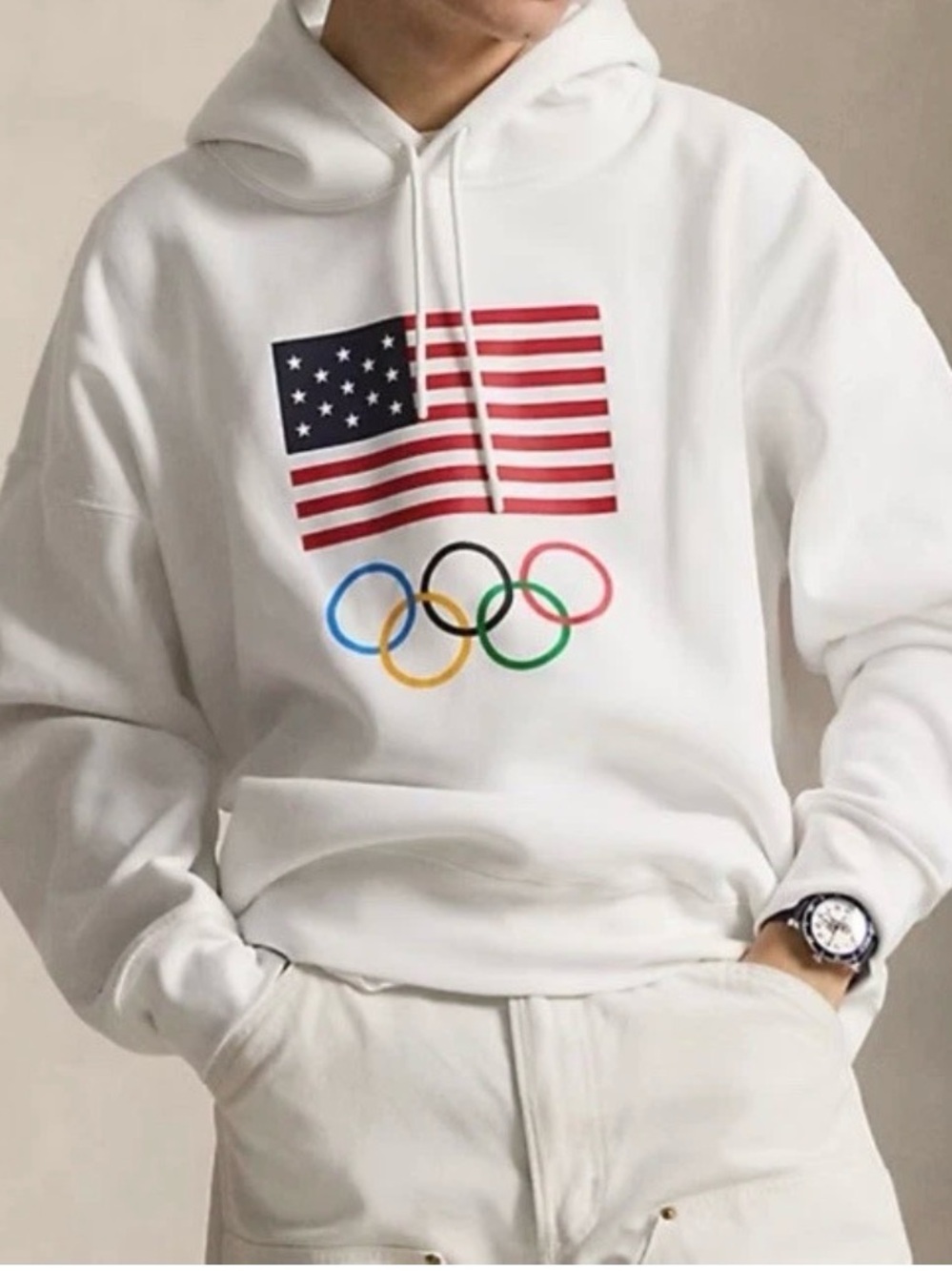 NWT Ralph Lauren Polo Team USA Official Winter Olympics 2026 White Fleece Hoodie